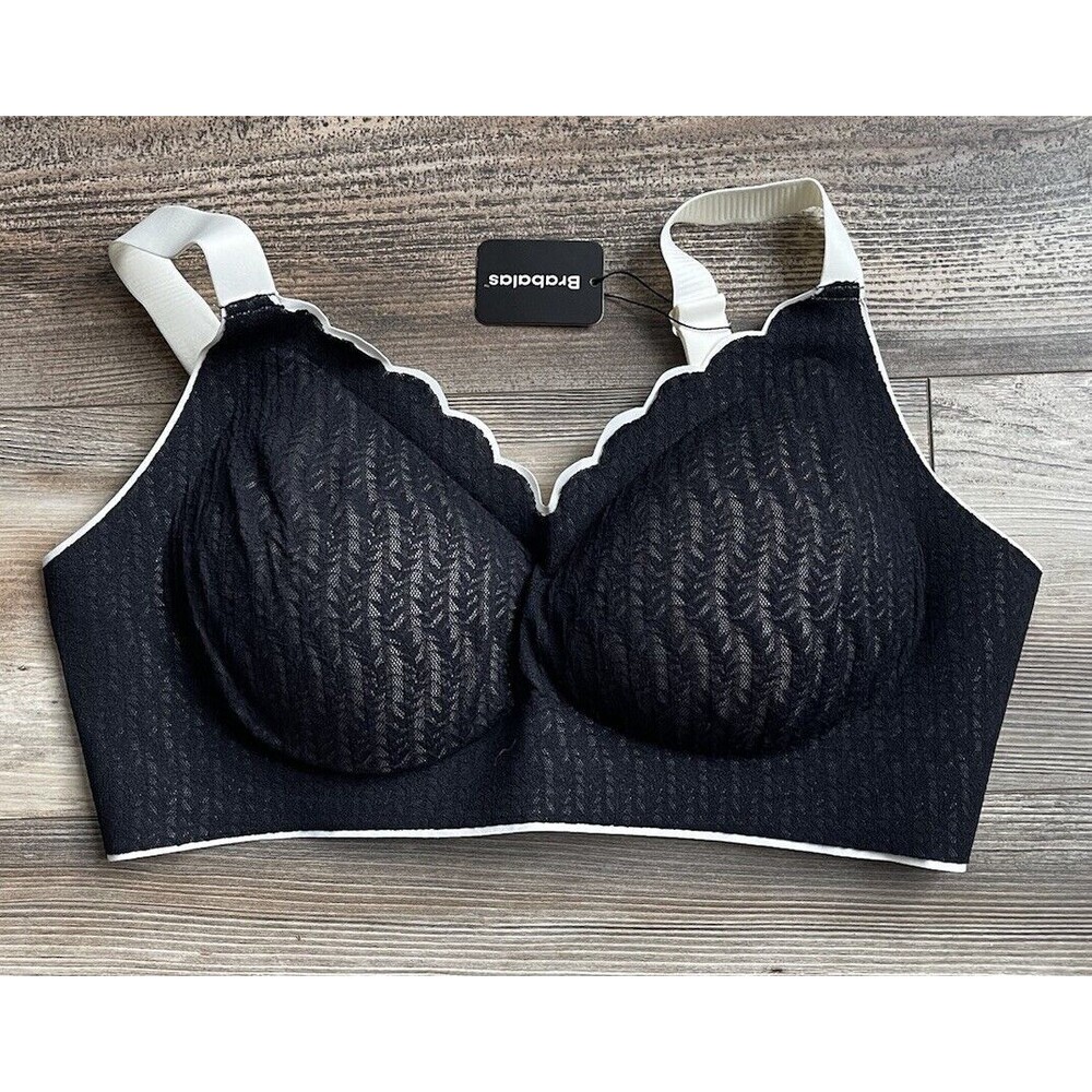 Bra Brabalas Wireless Bra Seamless Adjustable Black Lace Color Clothing Size 40D